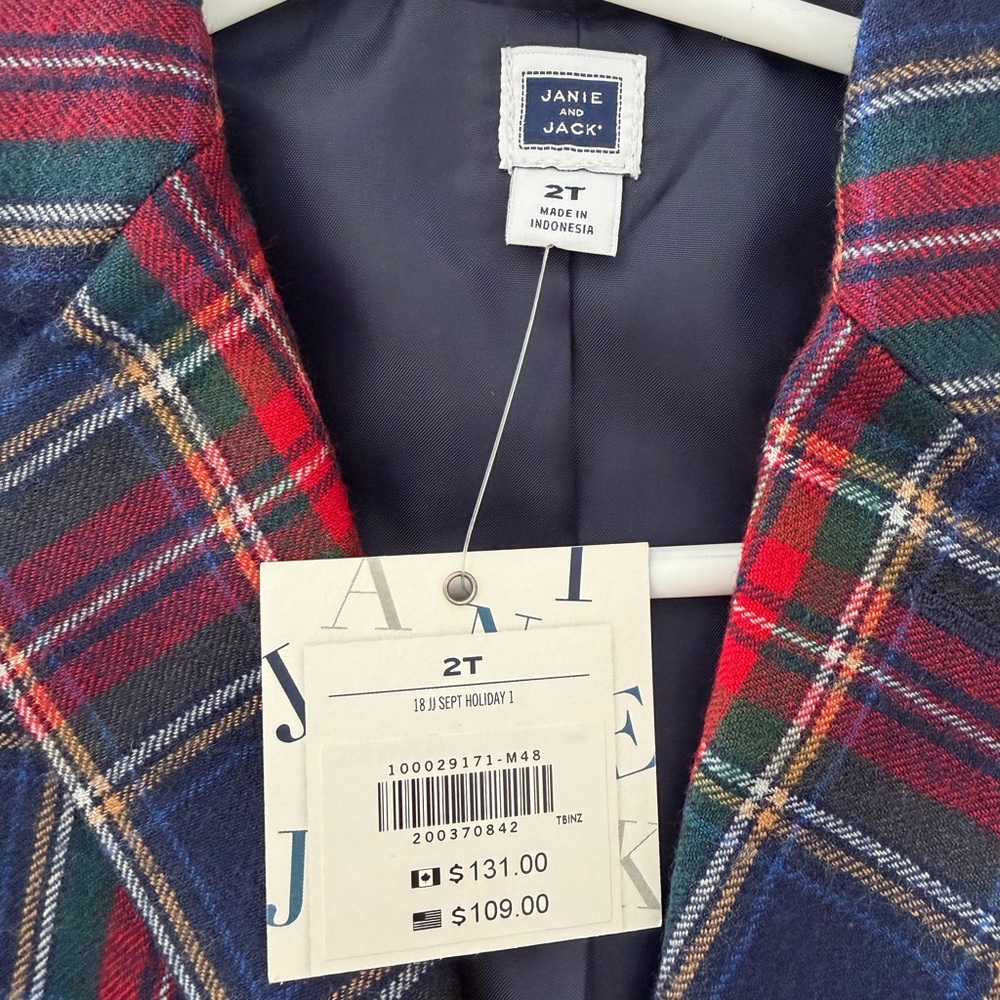 Janie and Jack Multicolor Plaid Blazer - Picture 2 of 3